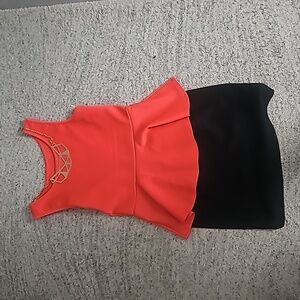Ladies coral and black dress~ medium